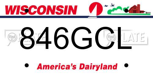 846GCL Wisconsin License Plate
