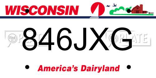 846JXG Wisconsin License Plate