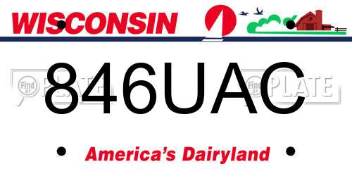 846UAC Wisconsin License Plate
