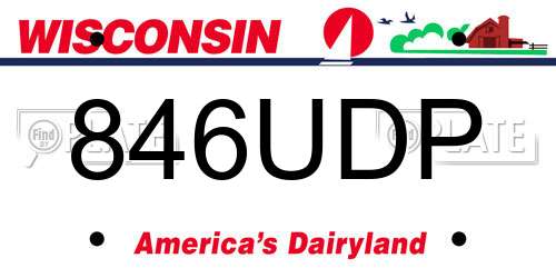 846UDP Wisconsin License Plate