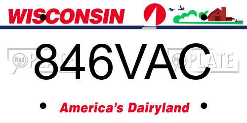 846VAC Wisconsin License Plate
