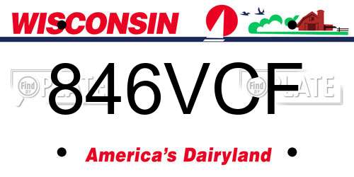 846VCF Wisconsin License Plate