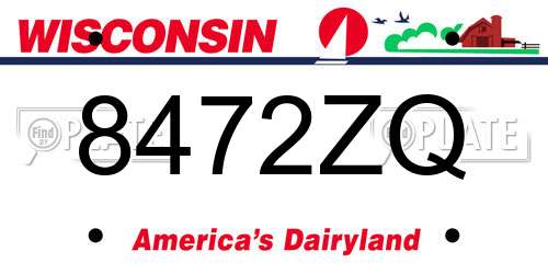8472ZQ Wisconsin License Plate