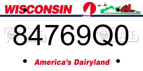 84769Q0 Wisconsin License Plate