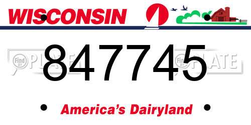 847745 Wisconsin License Plate
