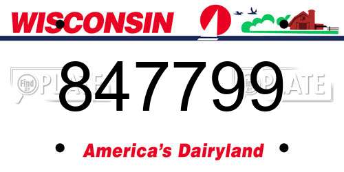 847799 Wisconsin License Plate
