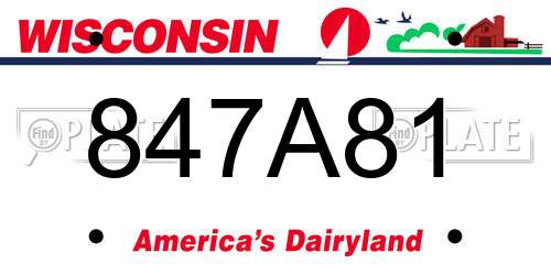 847A81 Wisconsin License Plate