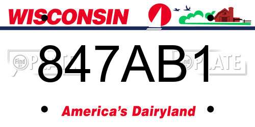847AB1 Wisconsin License Plate