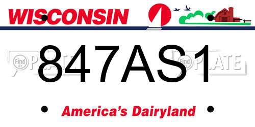 847AS1 Wisconsin License Plate