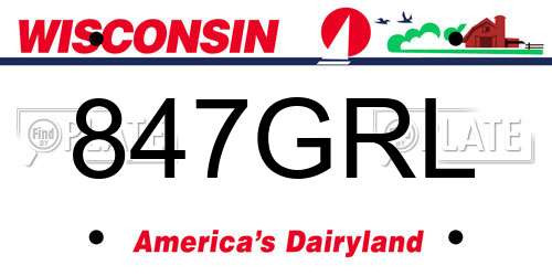 847GRL Wisconsin License Plate