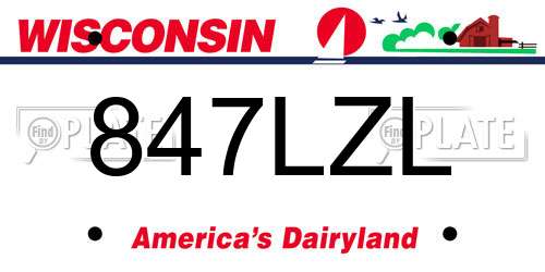 847LZL Wisconsin License Plate