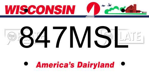 847MSL Wisconsin License Plate