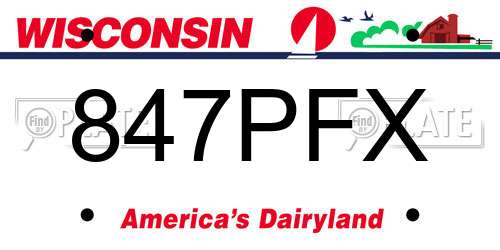 847PFX Wisconsin License Plate