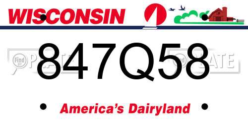 847Q58 Wisconsin License Plate