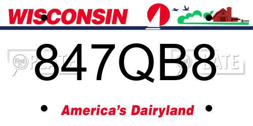 847QB8 Wisconsin License Plate