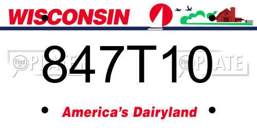 847T10 Wisconsin License Plate