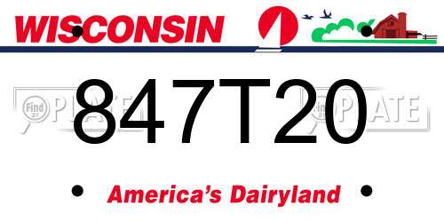 847T20 Wisconsin License Plate