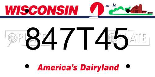 847T45 Wisconsin License Plate