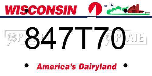 847T70 Wisconsin License Plate