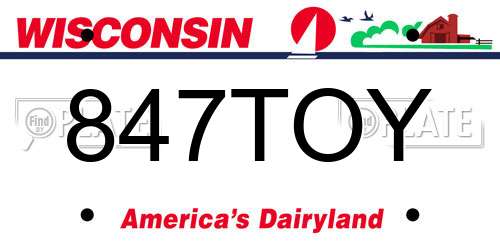 847TOY Wisconsin License Plate