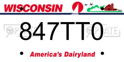 847TT0 Wisconsin License Plate