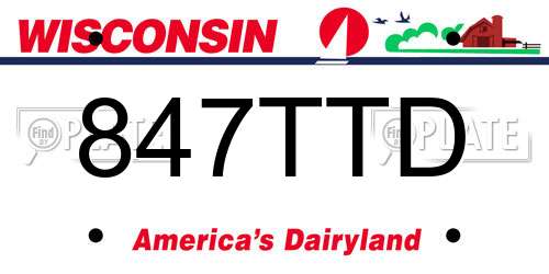 847TTD Wisconsin License Plate