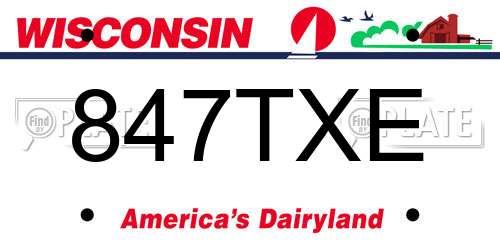 847TXE Wisconsin License Plate