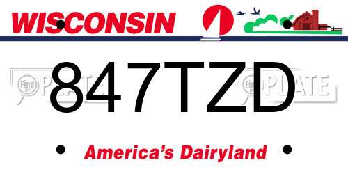 847TZD Wisconsin License Plate