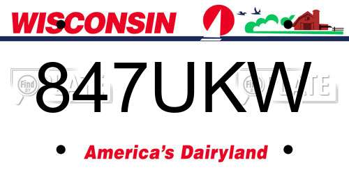 847UKW Wisconsin License Plate