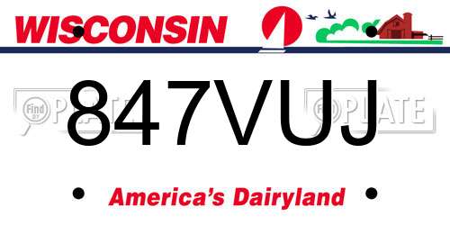 847VUJ Wisconsin License Plate