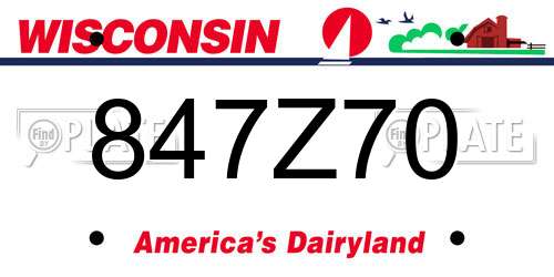 847Z70 Wisconsin License Plate