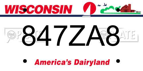 847ZA8 Wisconsin License Plate