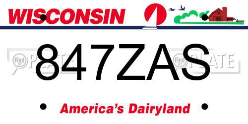 847ZAS Wisconsin License Plate
