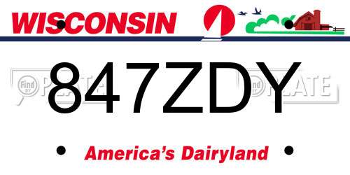 847ZDY Wisconsin License Plate