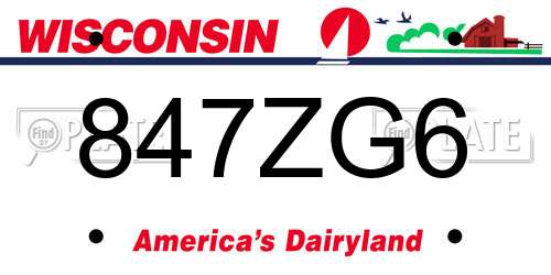 847ZG6 Wisconsin License Plate