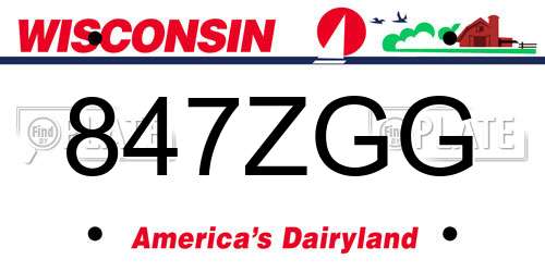 847ZGG Wisconsin License Plate