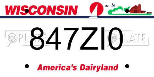 847ZI0 Wisconsin License Plate