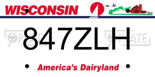 847ZLH Wisconsin License Plate