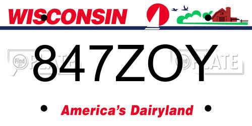 847ZOY Wisconsin License Plate