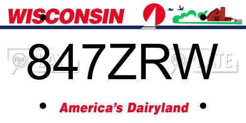 847ZRW Wisconsin License Plate
