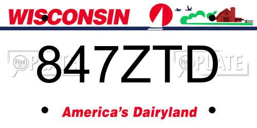 847ZTD Wisconsin License Plate