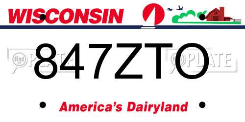 847ZTO Wisconsin License Plate