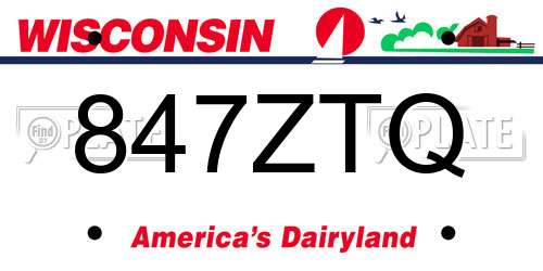 847ZTQ Wisconsin License Plate