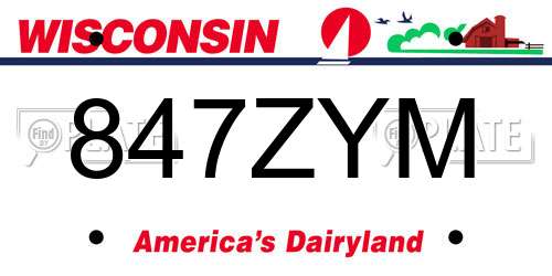 847ZYM Wisconsin License Plate