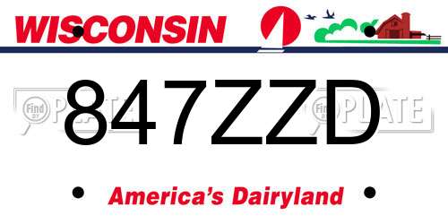 847ZZD Wisconsin License Plate