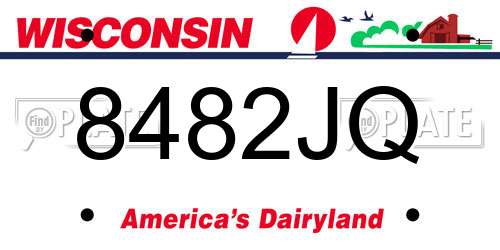 8482JQ Wisconsin License Plate