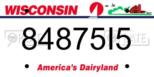 84875I5 Wisconsin License Plate