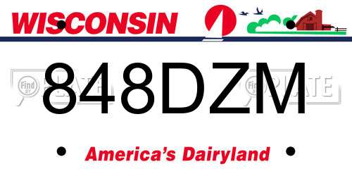 848DZM Wisconsin License Plate