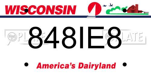848IE8 Wisconsin License Plate