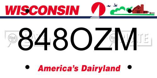 848OZM Wisconsin License Plate